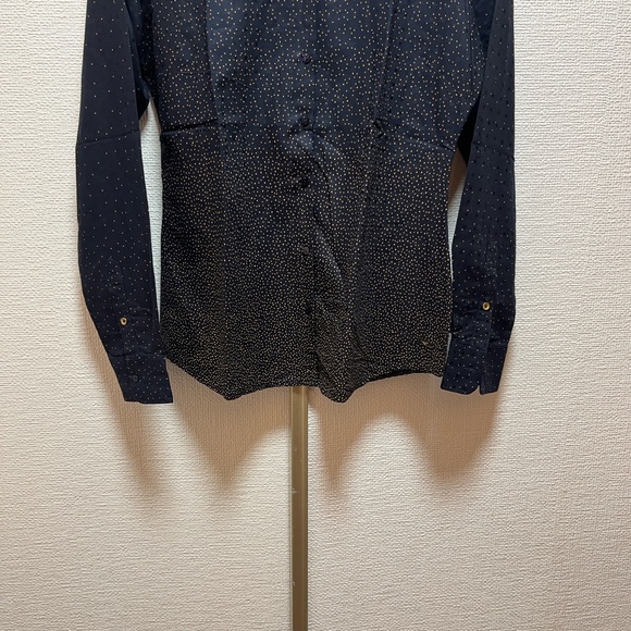 NWOT Park Avenue Navy Blue Button Down Shirt with Polka Dots - Picture 6 of 10